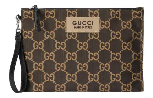 GUCCI Recycled Polyester Clutch Men's Ebony & Beige