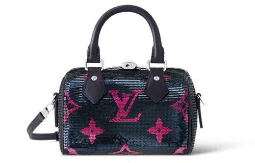 LOUIS VUITTON Speedy Bandouliere 18 Navy Fuchsia
