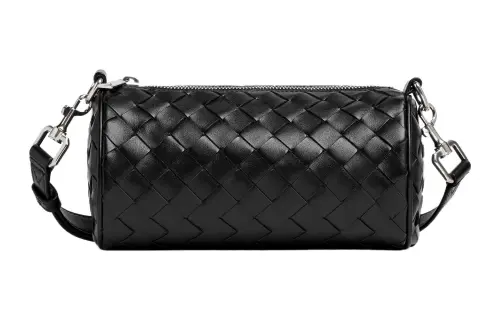 Bottega Veneta Intrecciato Cow Leather Cylinder Bag, Shoulder Bag, Crossbody Bag Mini Men's Black