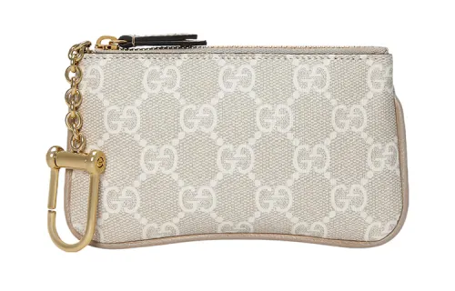 GUCCI Ophidia Canvas With Leather Canvas Bag Key Pouch Women's Beige & Oat