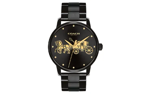 COACH GRAND Wrist Watches Quartz Movement Stainless Steel Strap 36mm Black Dial Women's Watch 30m Water Resistant