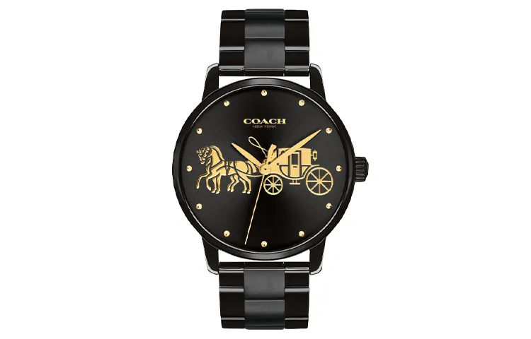 COACH GRAND Wrist Watches Quartz Movement Stainless Steel Strap 36mm Black Dial Women's Watch 30m Water Resistant