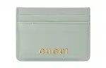 GUCCI Leather Card Holder Women's Light Green