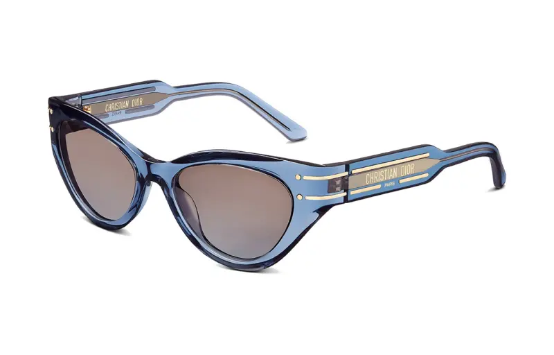 DIOR Acetate Irregular Shape Sunglasses Women's Blue