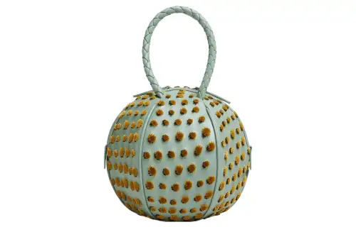 Bottega Veneta Lambskin Small Round Bag Handbag Small Women's Light Green