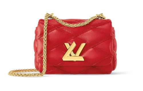 LOUIS VUITTON Lambskin Crossbody Bag, Shoulder Bag Women's Red
