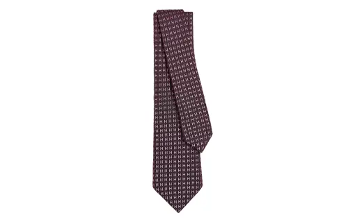 HERMES Two Tone H Ties Unisex Cherry Black