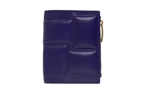 Bottega Veneta Lambskin With Calfskin Wallet Regular Women's Dark Blue