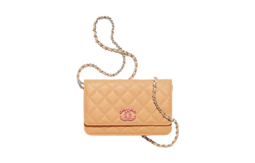 CHANEL Grain Embossed Calfskin Shoulder Bag, Crossbody Bag, Wallet Women's Orange