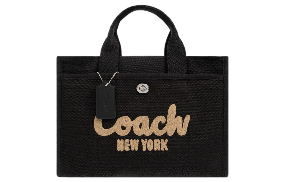 COACH Cargo Canvas And Satin Shoulder Bag, Crossbody Bag, Handbag Large Women's Black