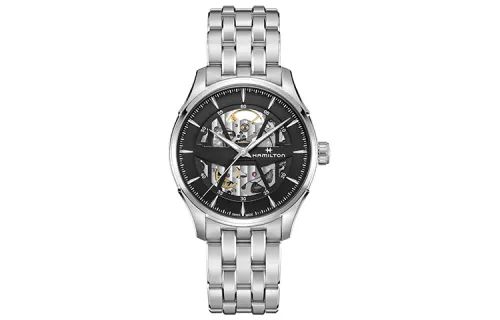 HAMILTON Swiss Watch Jazz Series Mechanical Skeleton Watch Black Disk Steel Band Men's Watch Automatic Mechanical Movement Black Dial Swiss Watch H42535180