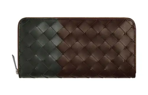 Bottega Veneta Calfskin Wallet Regular Men's Light Brown & Dark Green