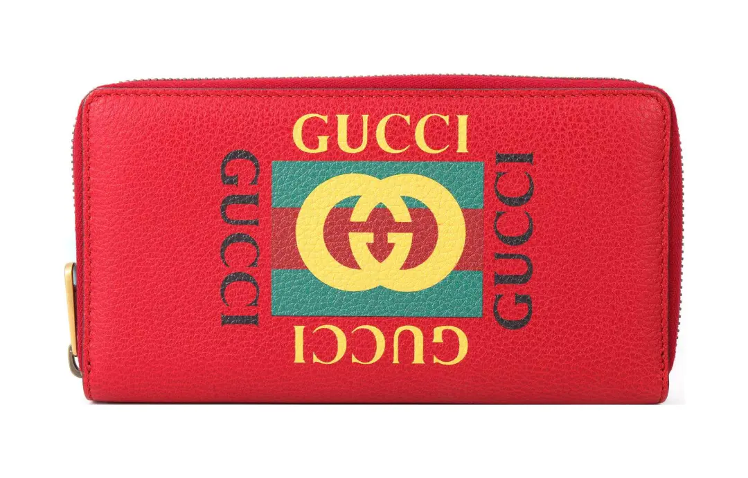 GUCCI Cow Leather Wallet Unisex Red