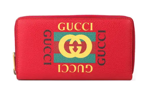 GUCCI Cow Leather Wallet Unisex Red