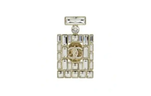 【24C new product】 CHANEL Chanel perfume shape multi-diamond shine brooch women's gold