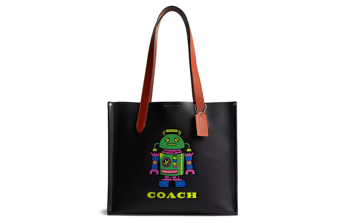 COACH Canvas With Leather Tote Bag, Shopping Bag, Shoulder Bag, Handbag Large Women's Black