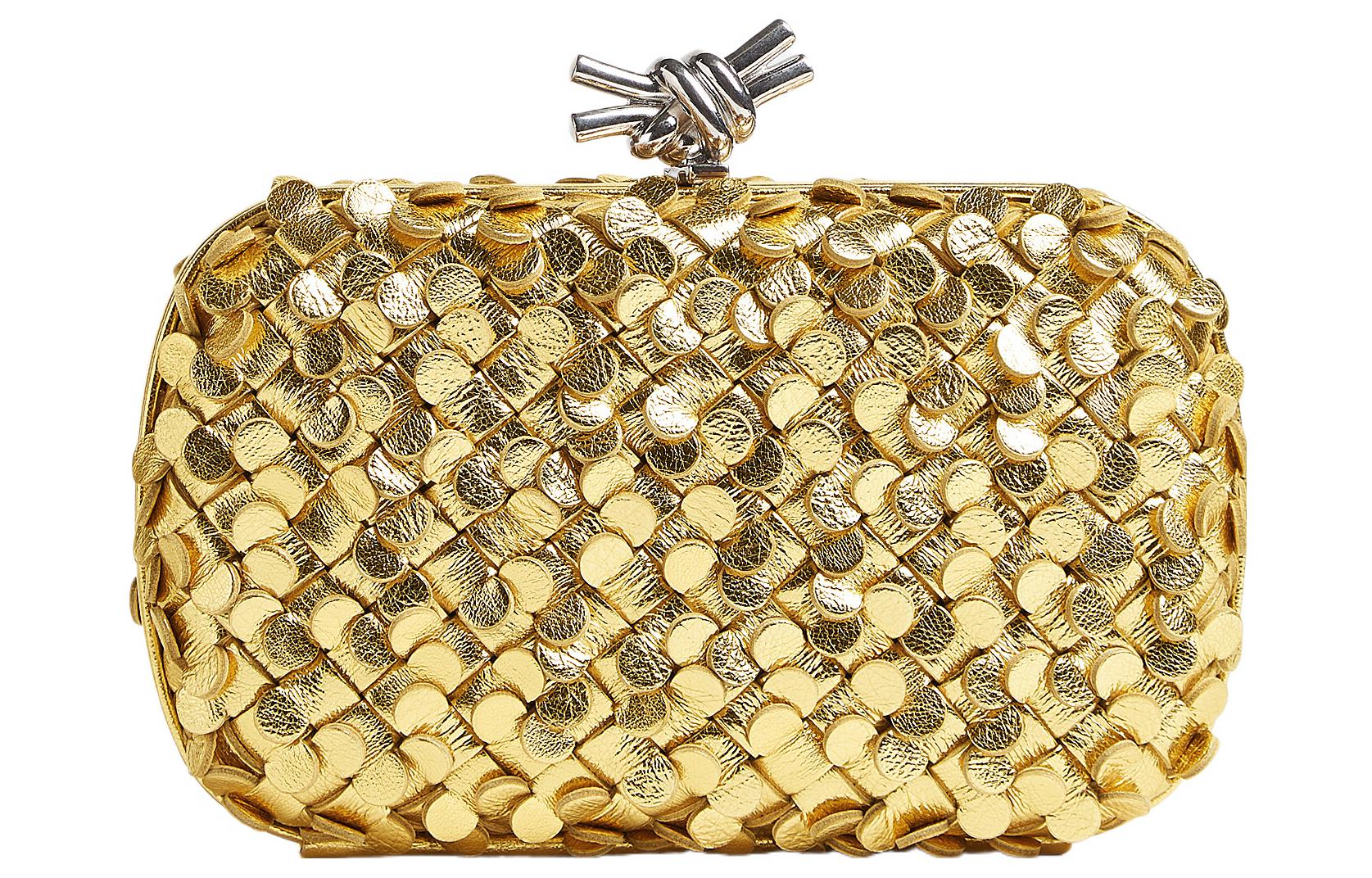 Bottega Veneta KNOT Lambskin Golden Mouth Bag Evening Clutch Bag Women's Gold