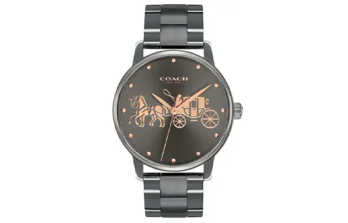COACH GRAND Wrist Watches Quartz Movement Stainless Steel Strap 36mm Black Dial Women's Watch 30m Water Resistant