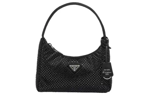 PRADA Satin Fabric Hobo Bag, Handbag, Shoulder Bag Mini Women's Black