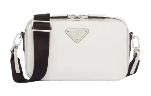 PRADA Brique Leather Crossbody Bag, Shoulder Bag Men's White