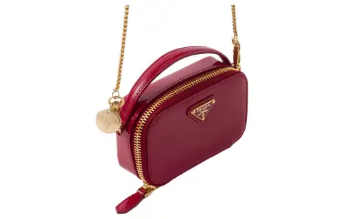 PRADA Patent Leather Clutch Mini Women's Cherry Red