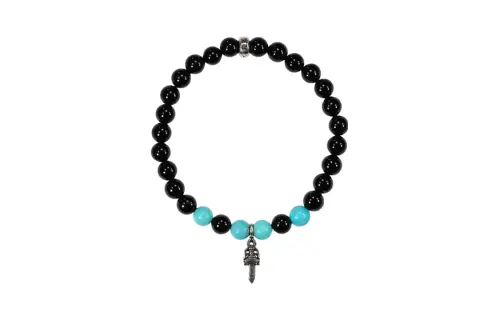 Chrome Hearts 925 Sterling Silver Beaded Bracelets Unisex Black