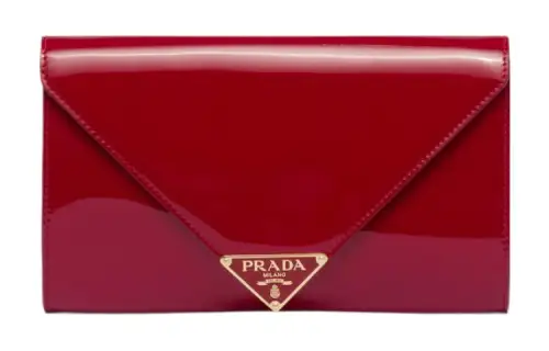 PRADA Leather Clutch Mini Women's Cherry Red