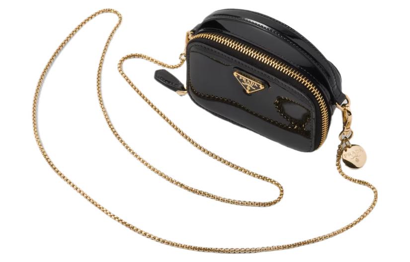 PRADA Patent Leather Clutch Handbag Mini Women's Black