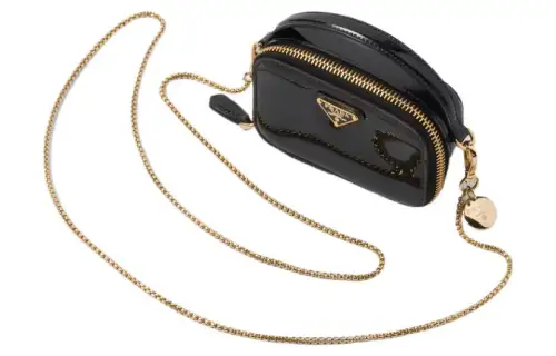 PRADA Patent Leather Clutch Handbag Mini Women's Black