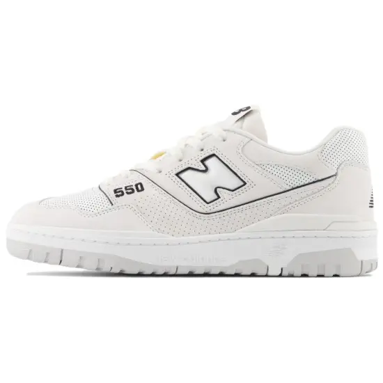 New Balance 550 White Perforated Leather Black