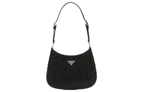 PRADA Cleo Fabric Shoulder Bag Women's Black