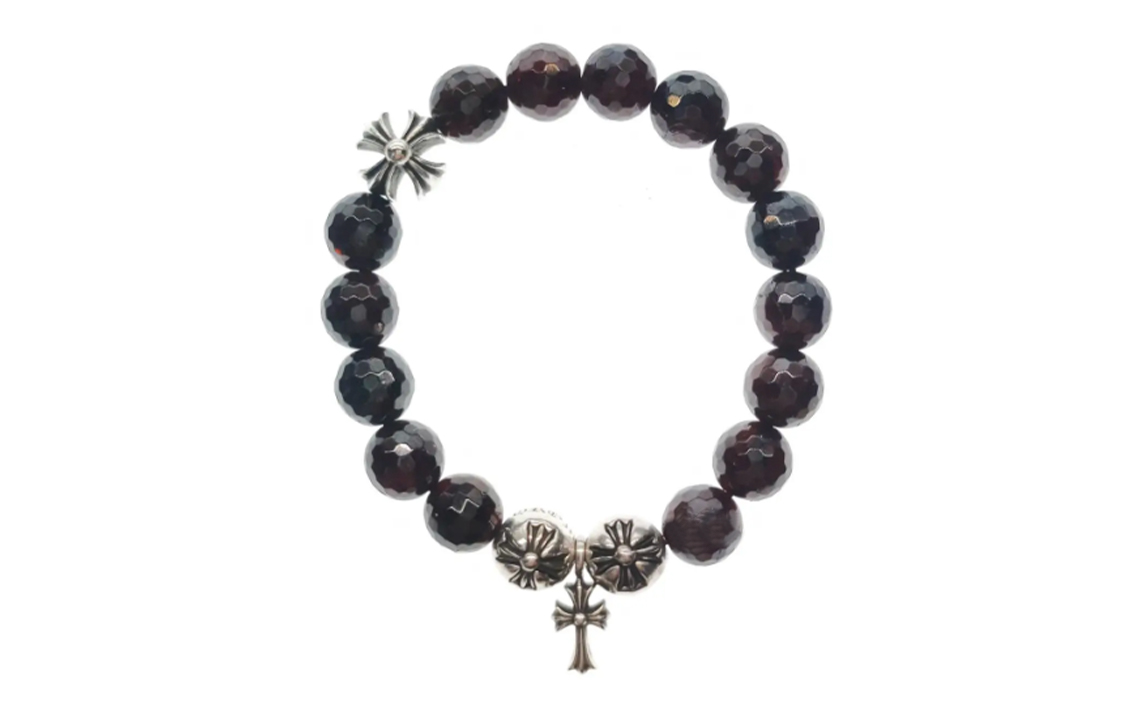 Chrome Hearts Garnet Beaded Bracelets Unisex Brown