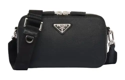 PRADA Brique Leather Crossbody Bag, Shoulder Bag Men's Black
