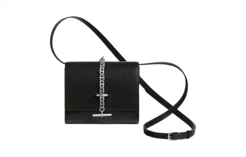 HERMES Chaine D'Ancre To Go Detachable Strap Chamkila Goat Skin Crossbody Bag, Wallet Women's 89 Noir Black
