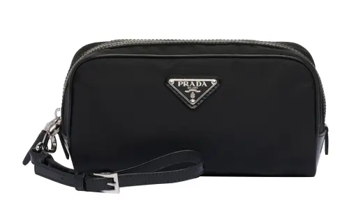 PRADA Re Nylon Fabric With Leather Clutch Regular Men's Black
