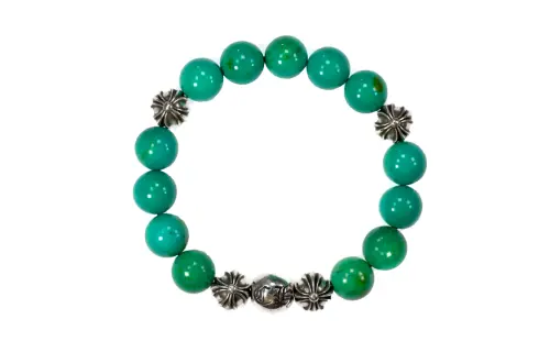 Chrome Hearts Silver Beaded Bracelets Unisex Green