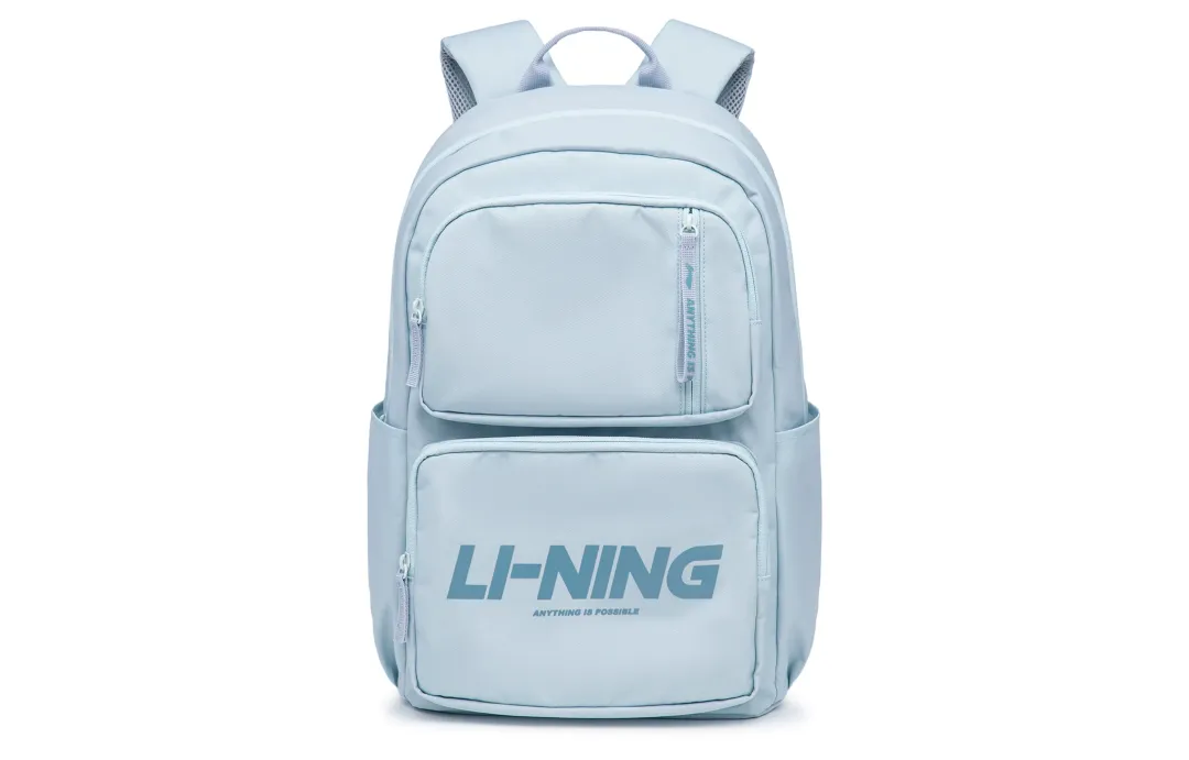 Li Ning Sports Life Collection Fabric Students Backpack Unisex Gray Blue