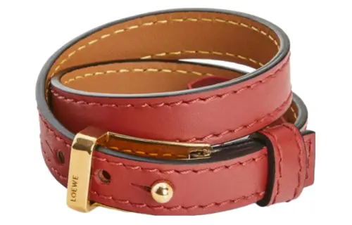 LOEWE Letter Logo Pin Buckle Style Leather Belts Women's Red Brown