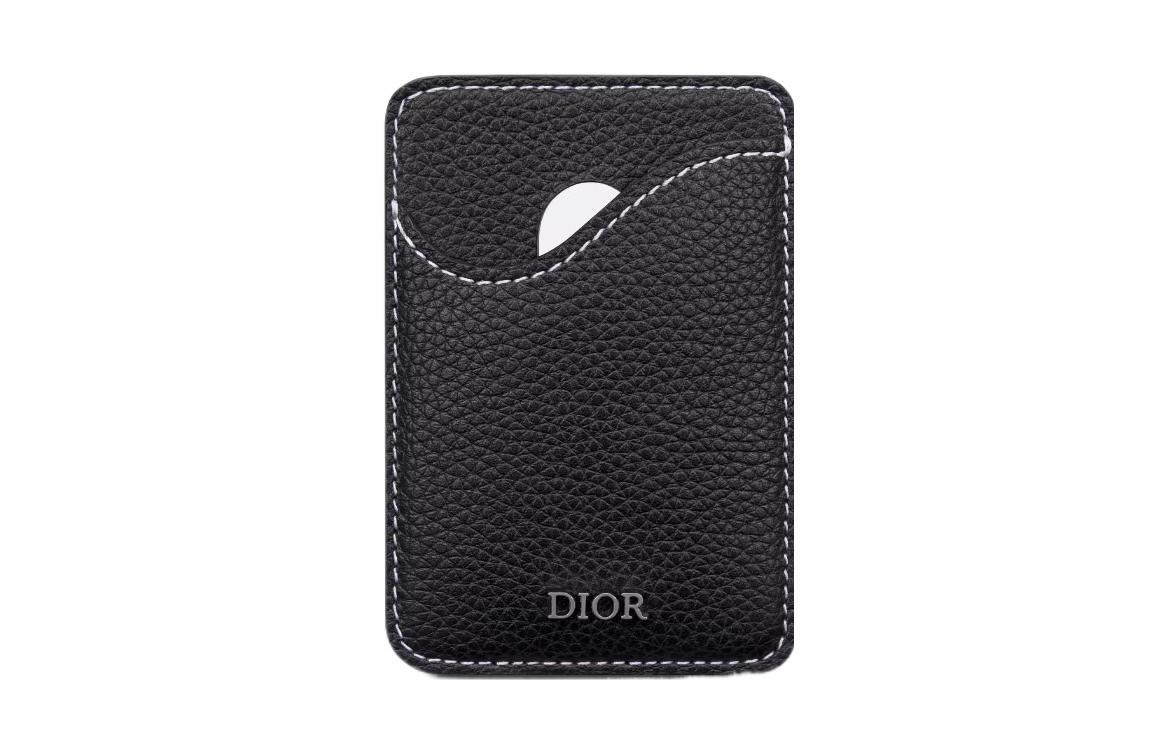 DIOR Dior Saddle Embossed Logo Saddle Magnetic Grained Cow Leather Card Holder Regular Men's Black