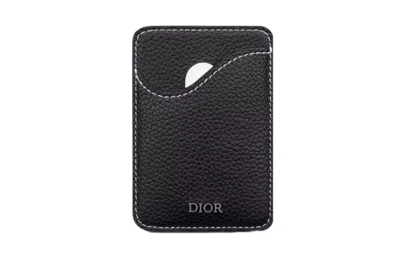 DIOR Saddle Grain Cow Leather Card Holder Men's Black