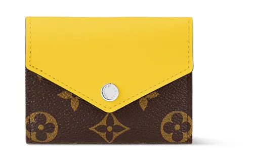 LOUIS VUITTON Canvas With Leather Wallet Regular Women's Brown & Yellow