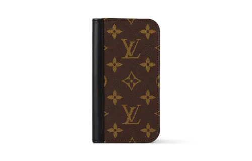 LOUIS VUITTON Monogram Canvas With Calfskin IPhone 15 PRO Protective Cover Bag Accessory Women's Dark Brown