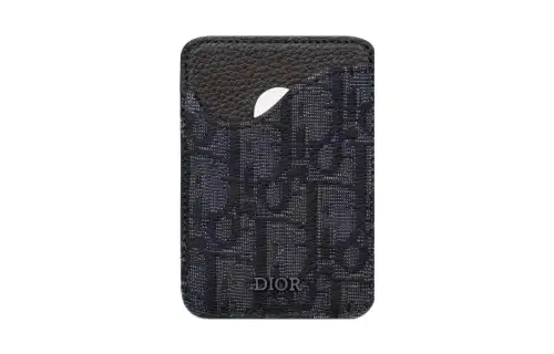 DIOR Grain Cow Leather Card Holder Men's Black