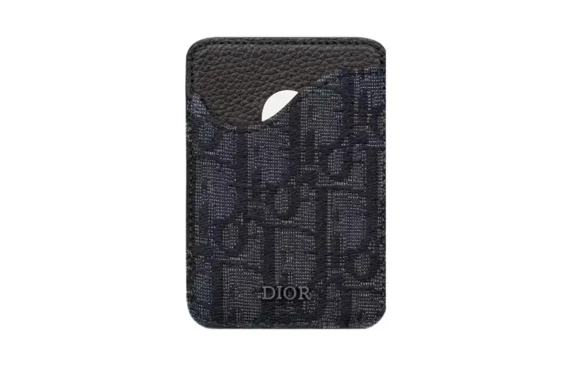 DIOR Grain Cow Leather Card Holder Men's Black