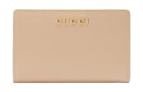 GUCCI Leather Wallet Regular Women's Light Beige