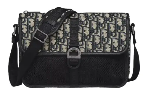 DIOR Oblique Print Crossbody Bag, Shoulder Bag Men's Beige & Black