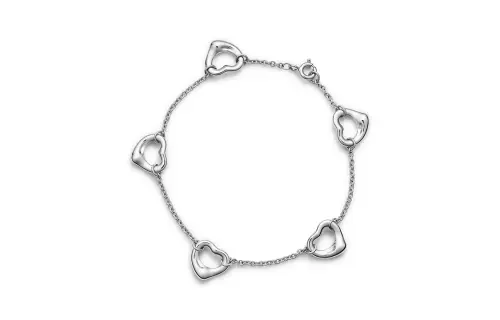 TIFFANY & CO. 2000 Elsa Peretti Sterling Silver Open Heart Bracelet