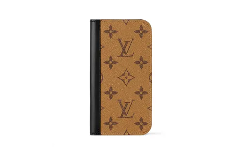 LOUIS VUITTON Canvas With Calfskin IPHONE 15 PRO Protective Cover Bag Accessory Women's Light Brown
