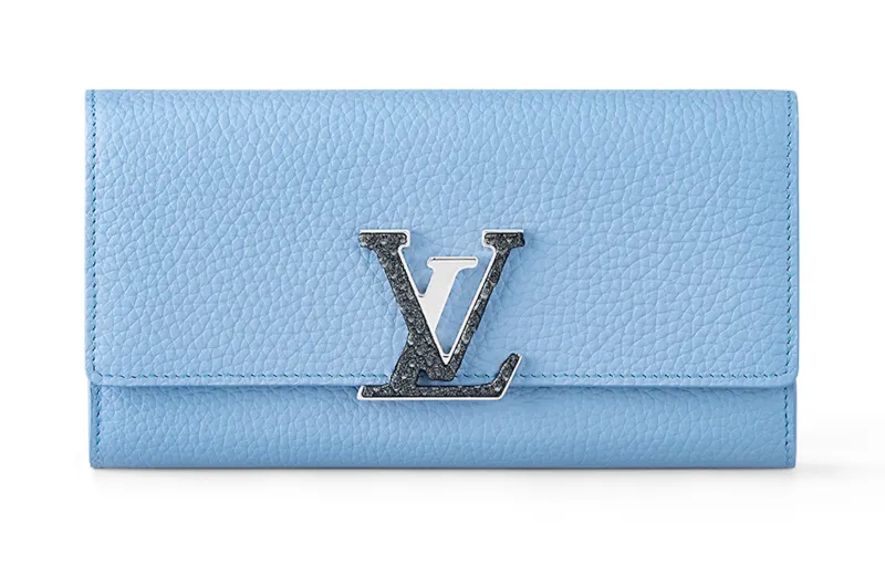 LOUIS VUITTON Capucines Taurillon Leather With Python Skin Trim Wallet Regular Women's Blue