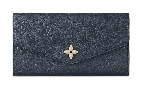 LOUIS VUITTON Cow Leather Wallet Regular Women's Marine Blue